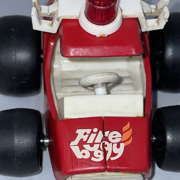Vintage Buddy L Red And White Fire Buggy Toy Push Along Metal Car - Picture 6 of 11